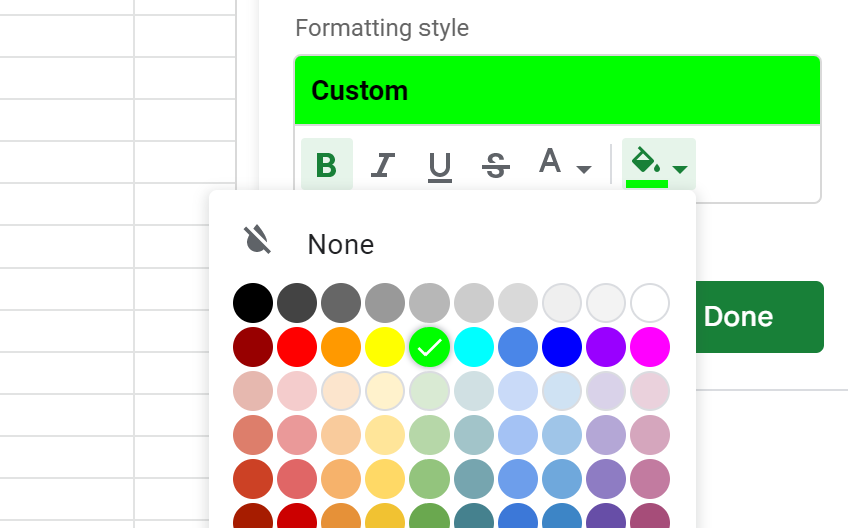 Conditional formatting from another spreadsheet Google Sheets: Format style