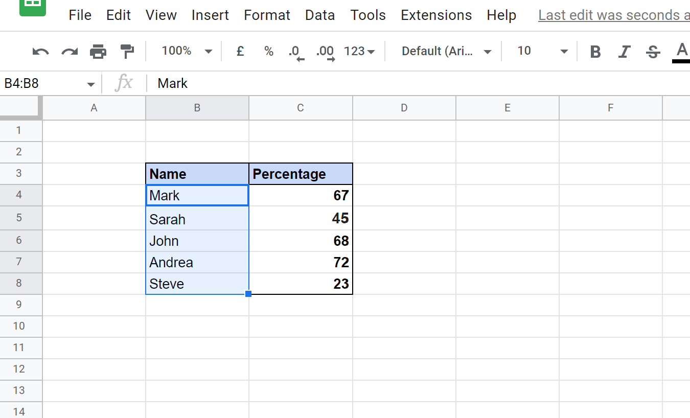 Google Sheets conditional formatting based on another sheet: Select cells