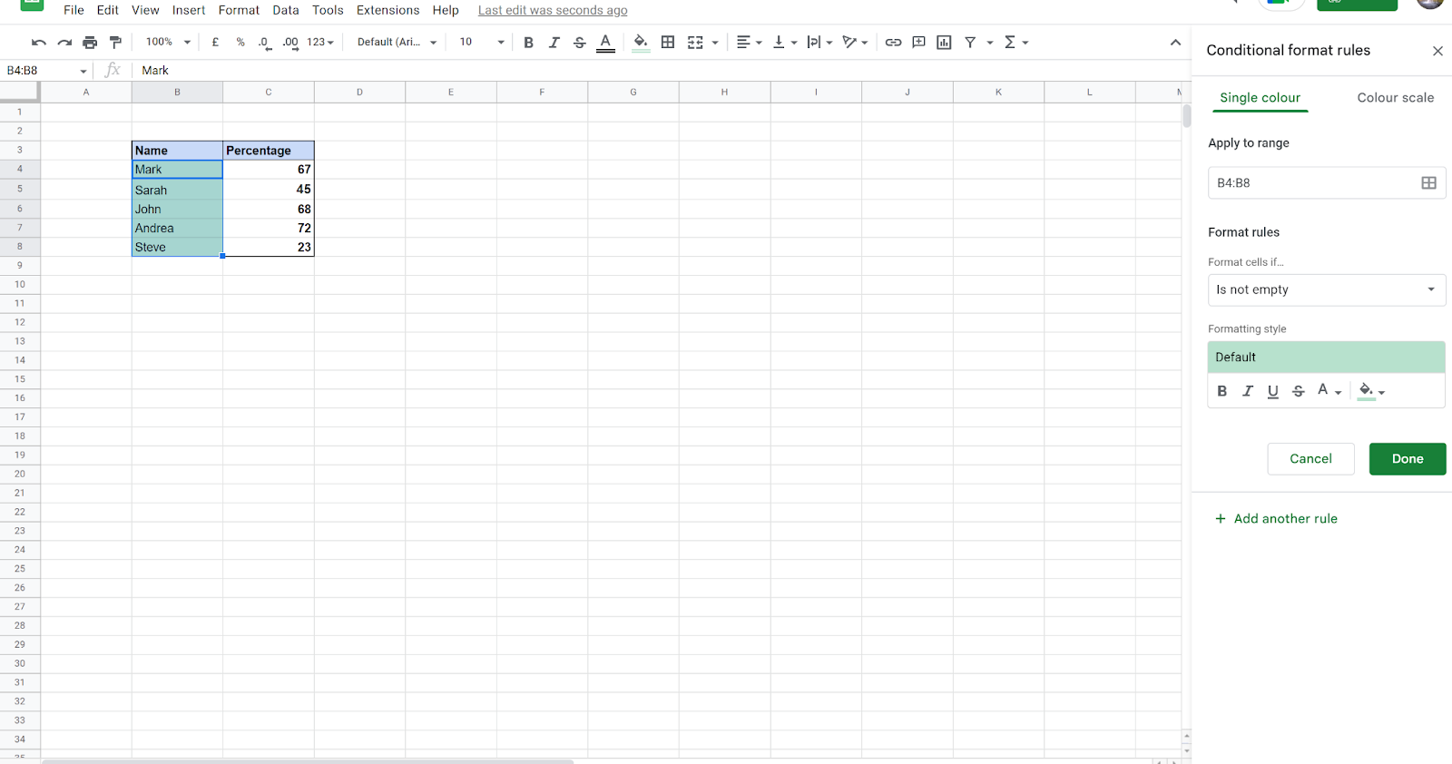 Conditional formatting based on another sheet Google Sheets: Conditional format rules