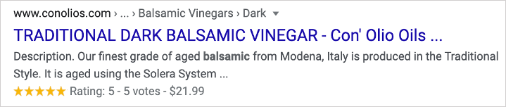 example of a rich result on google