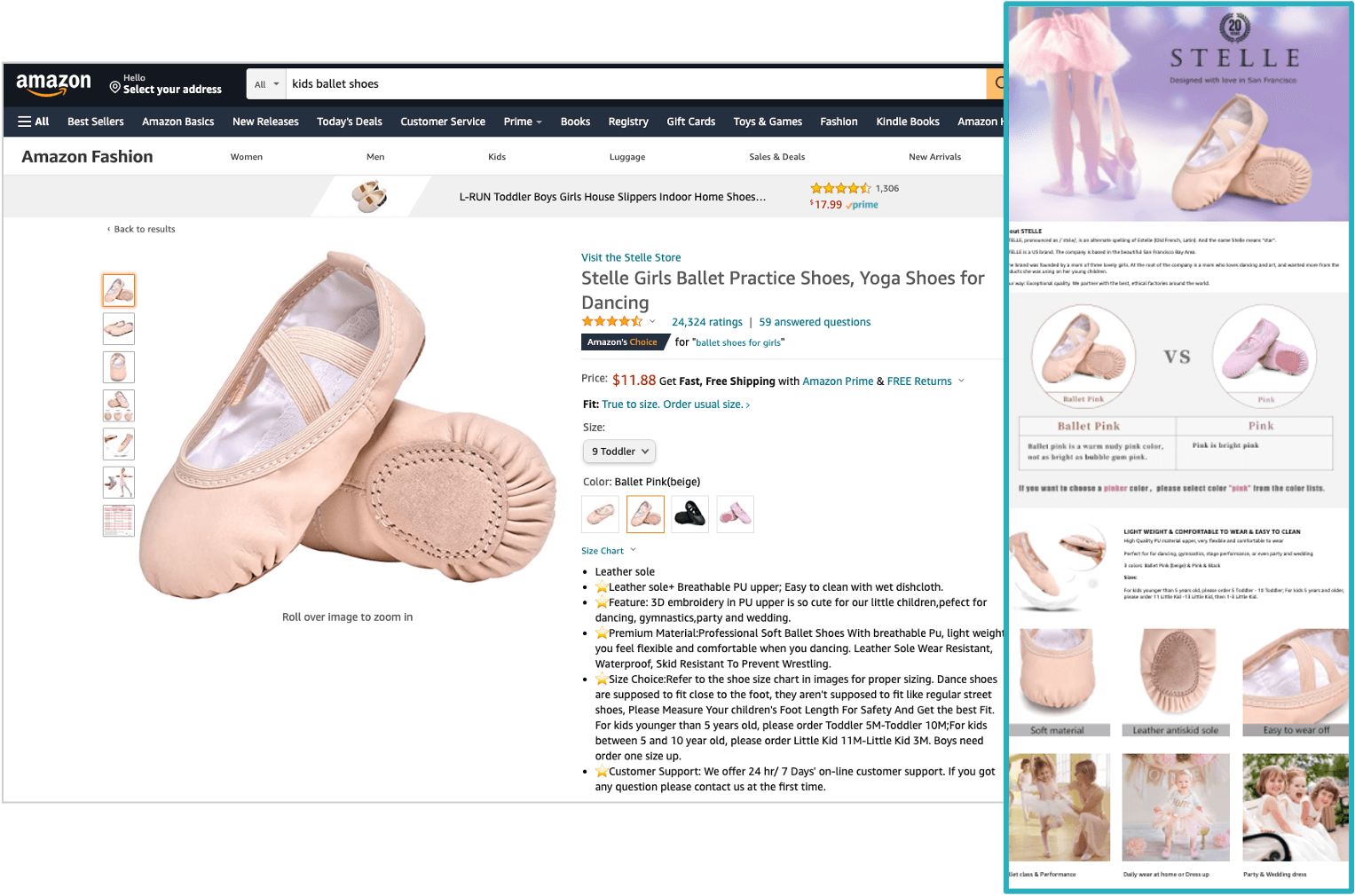 screenshot of a+ content on a product detail page