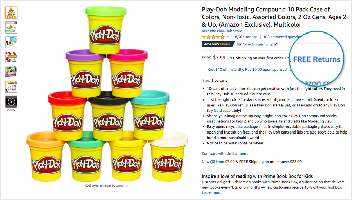 example of how amazon promotes free returns