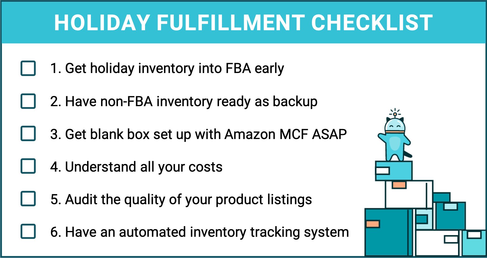Checklist showing holiday fulfillment to-dos