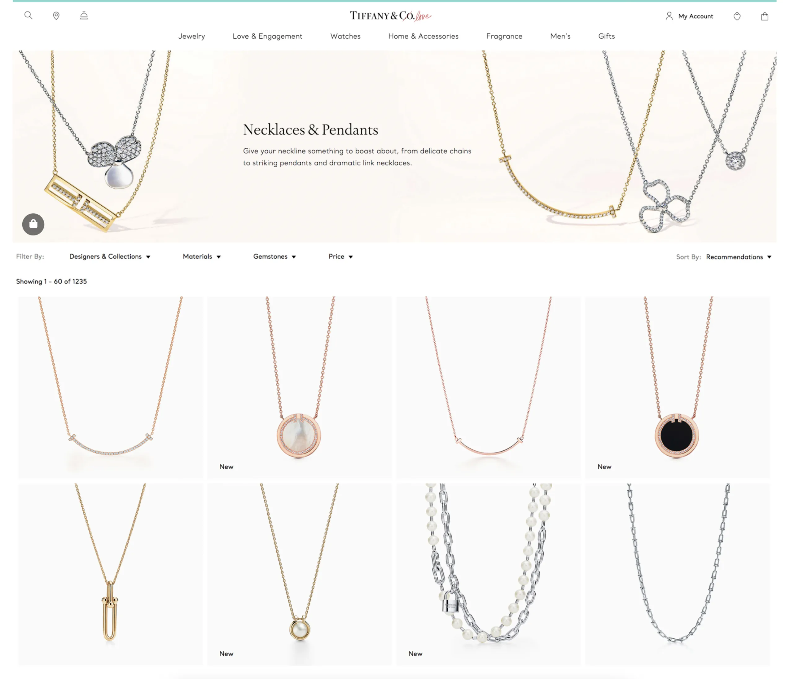 Tiffany & Co. e-commerce website prototype. Developed in Webflow by Finerfox Media.