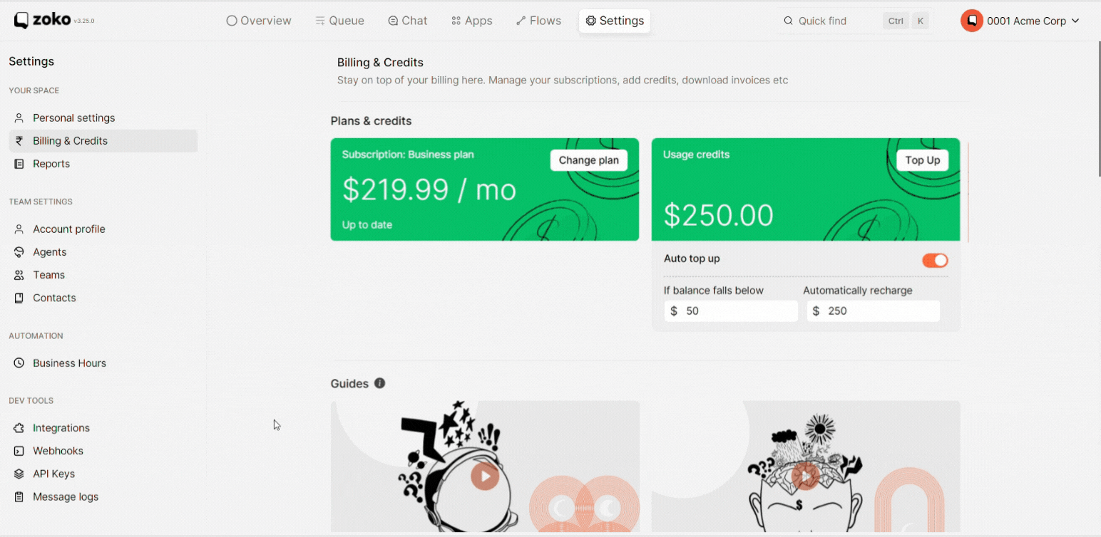 api keys page