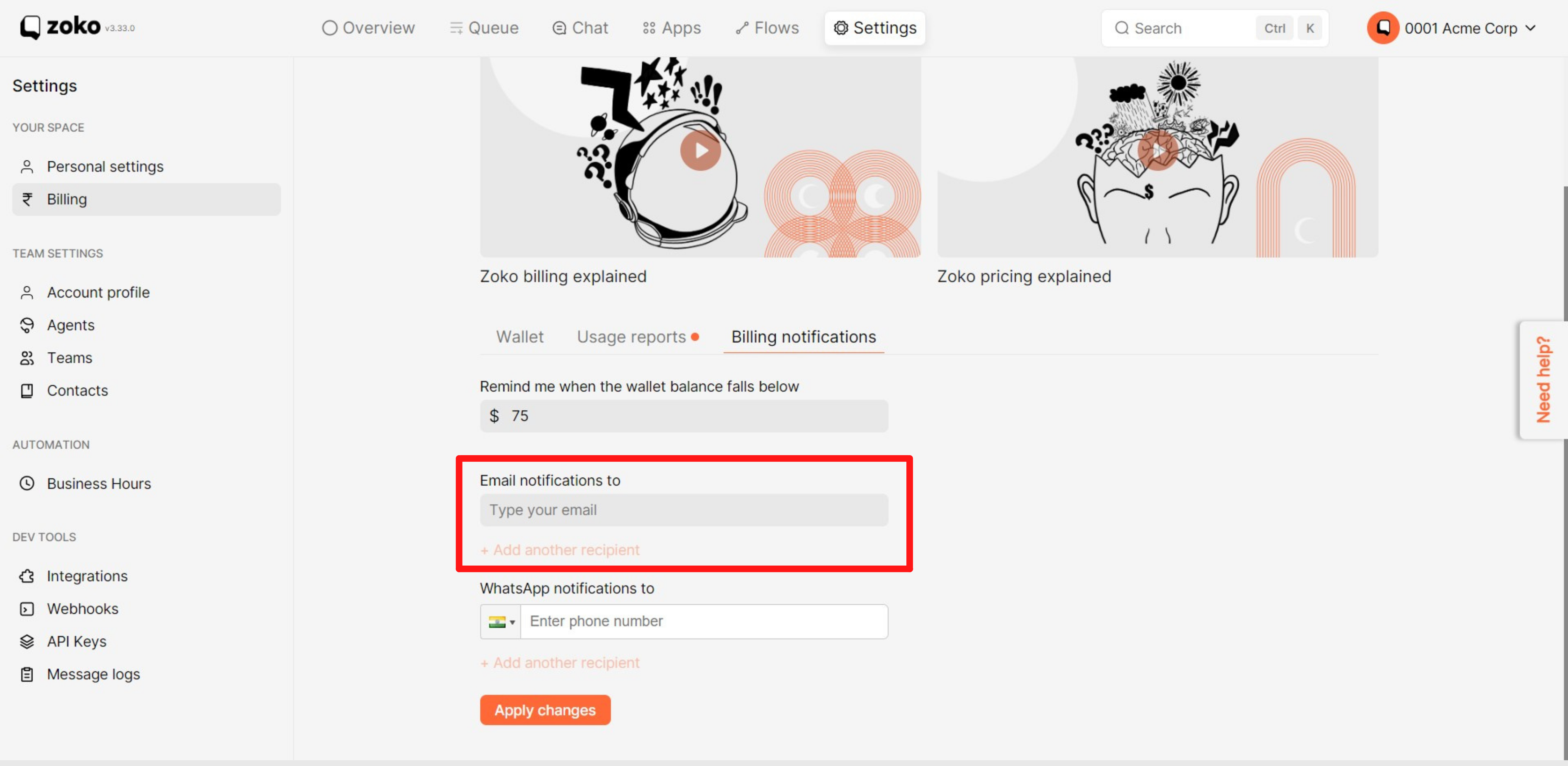 email id field
