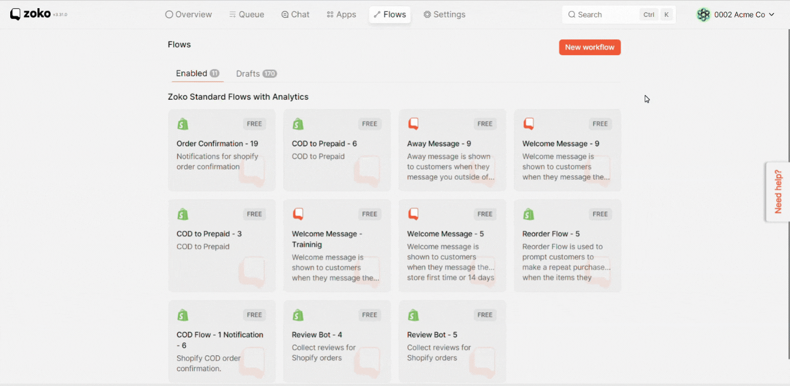 Click on New Workflow