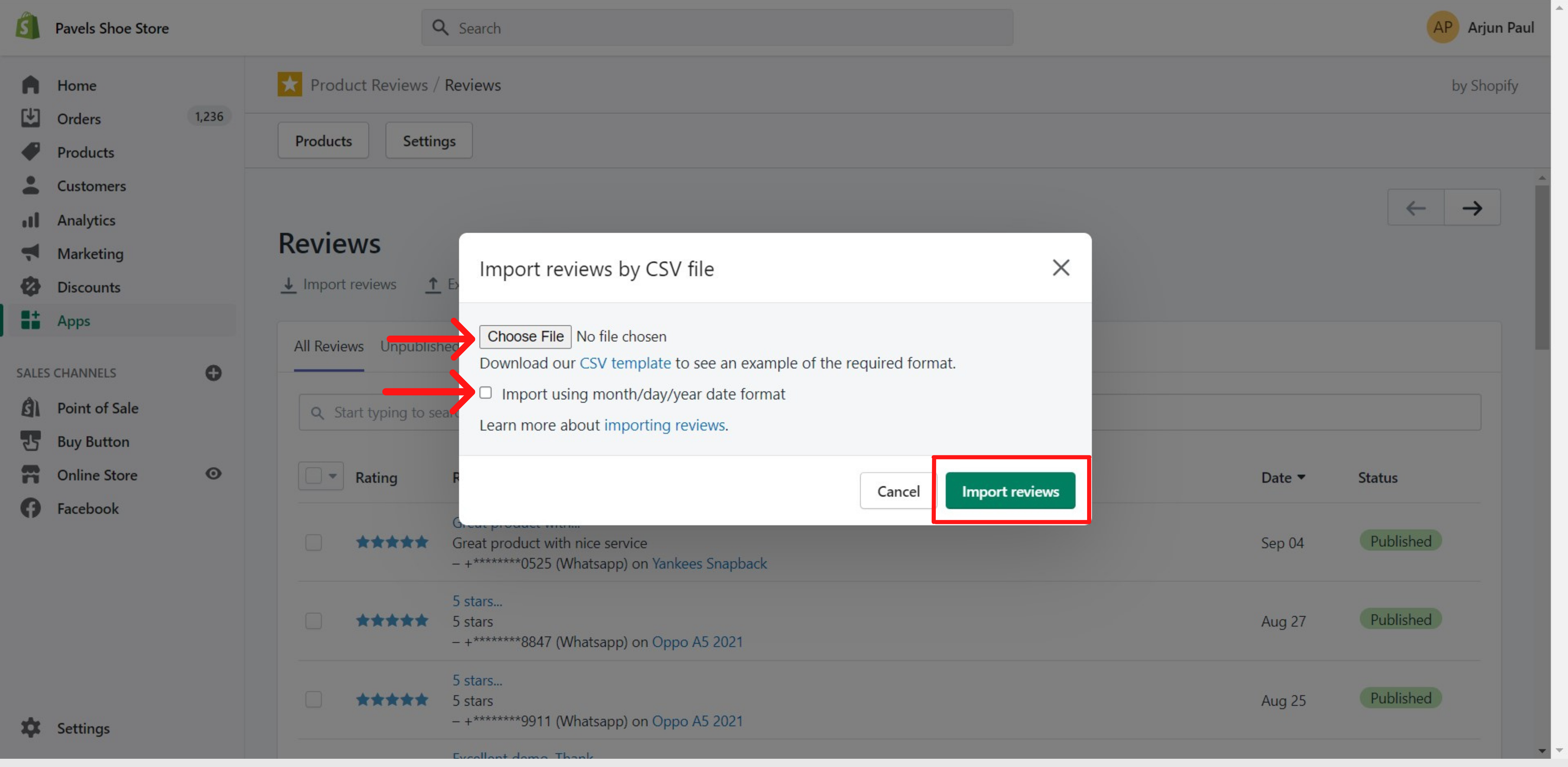 Import reviews