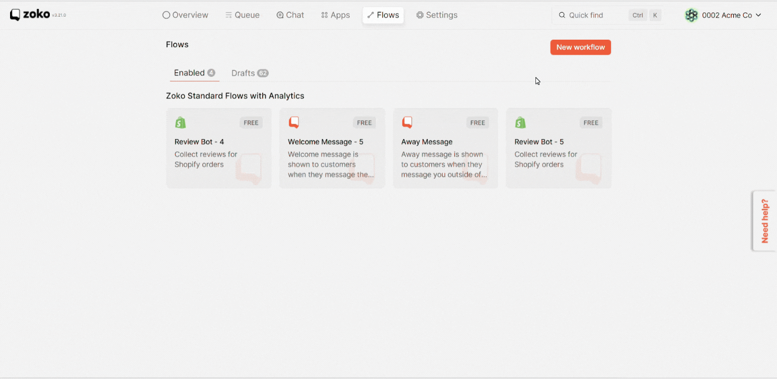 Click on the New Workflow