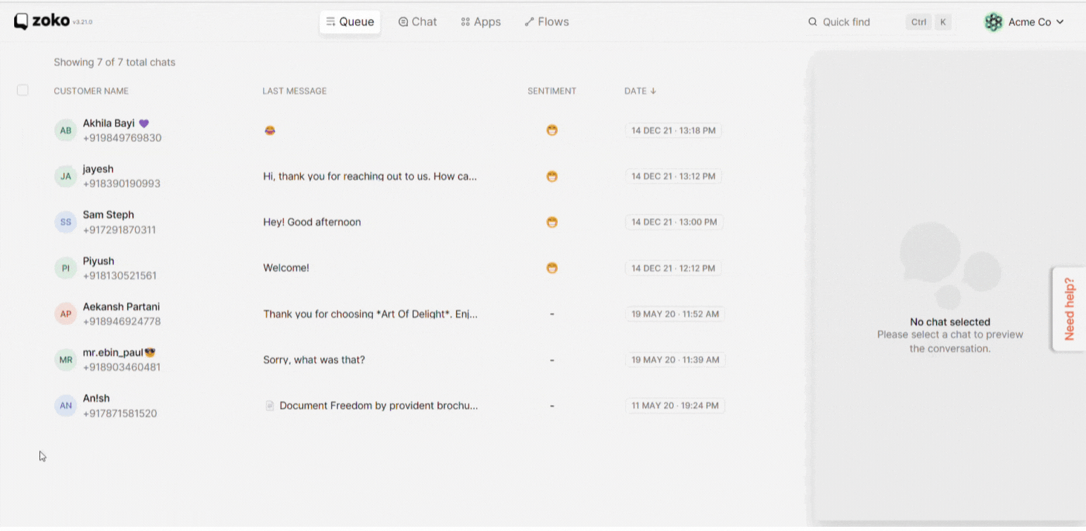 multiple chats selection