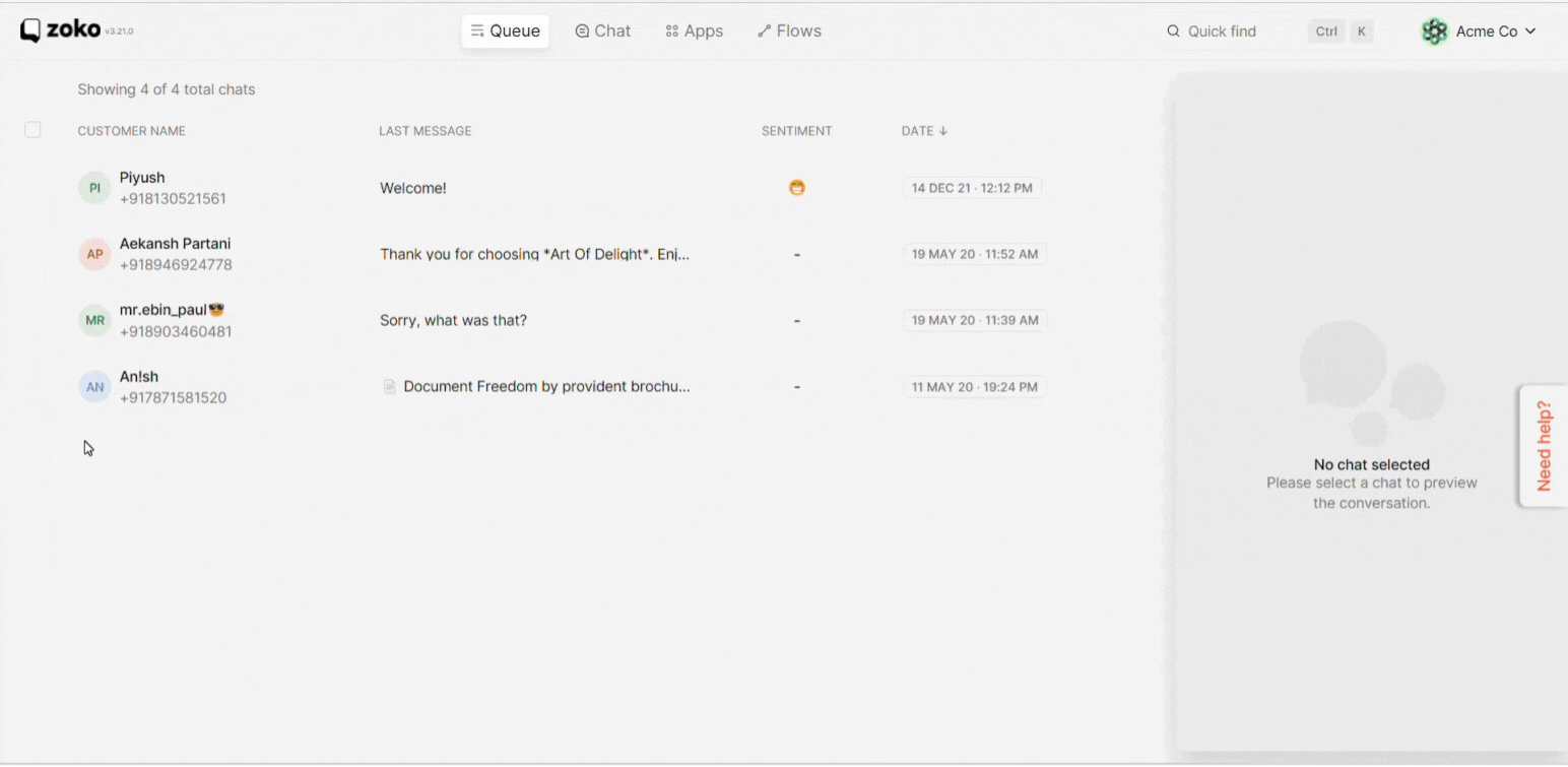 select all chats