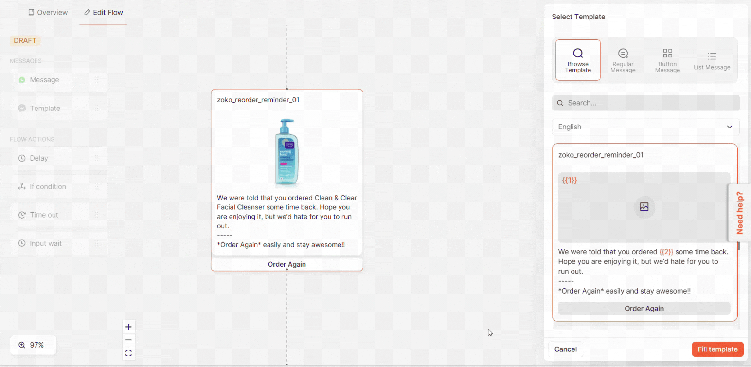 reorder flow Fill Template