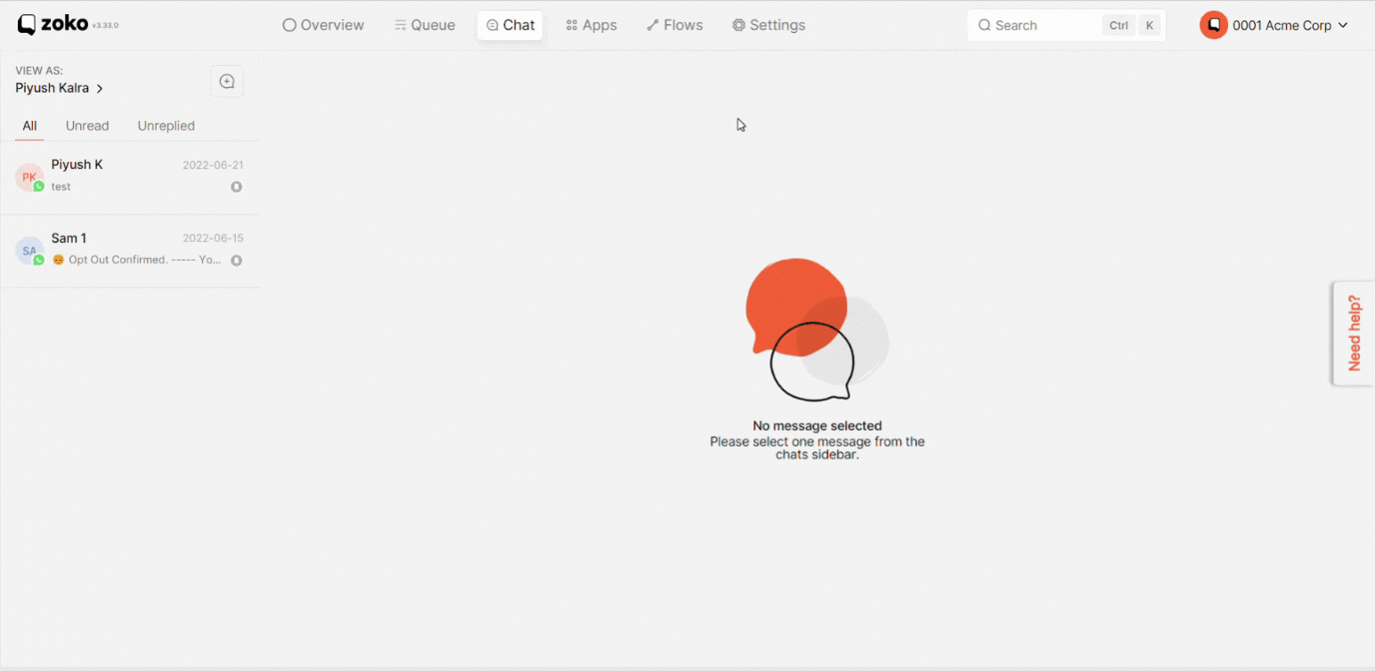 settings page