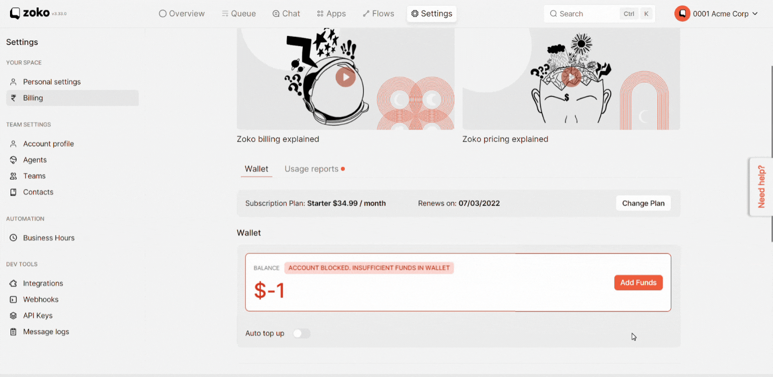add funds to the wallet