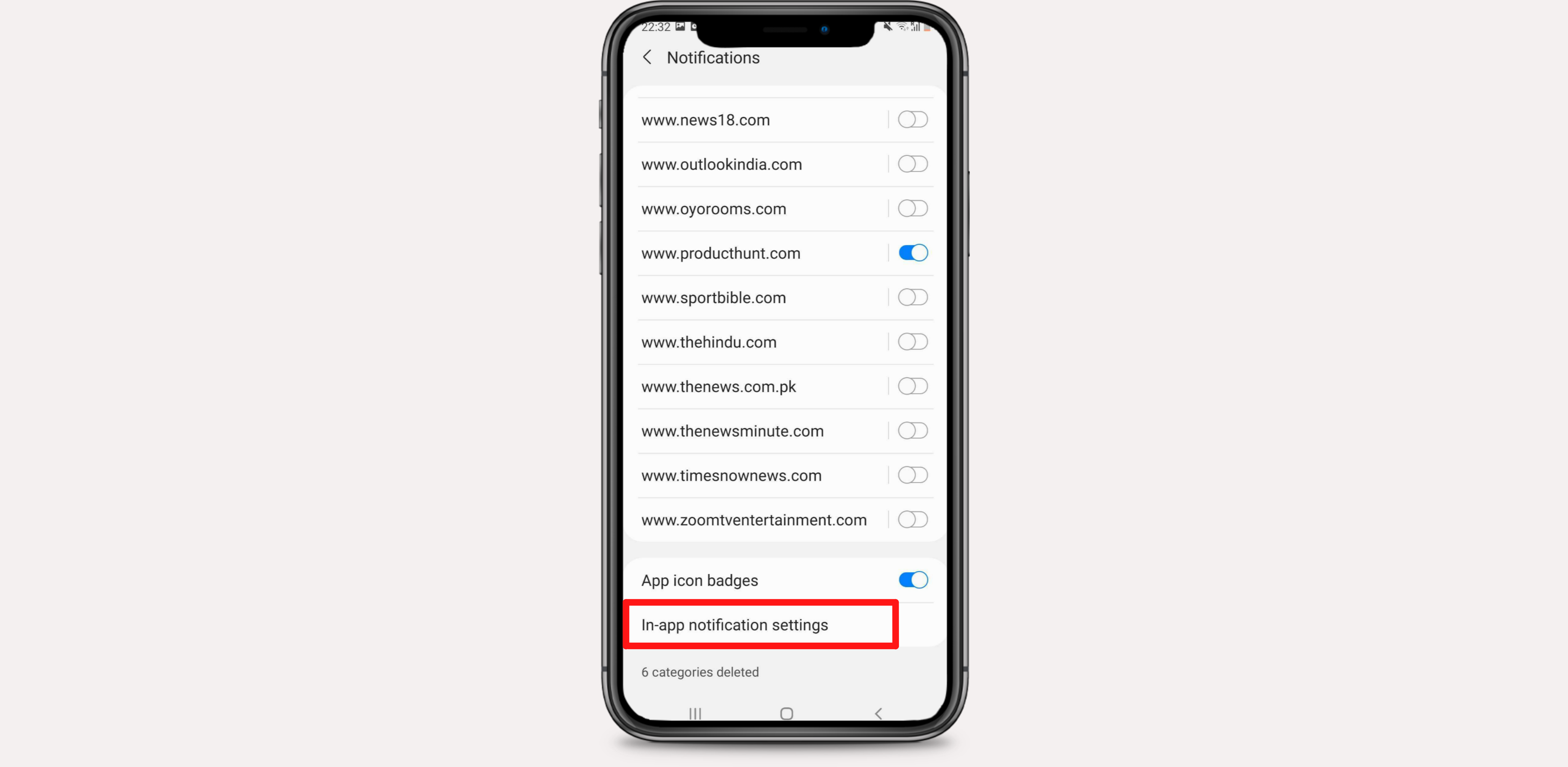 In-app settings