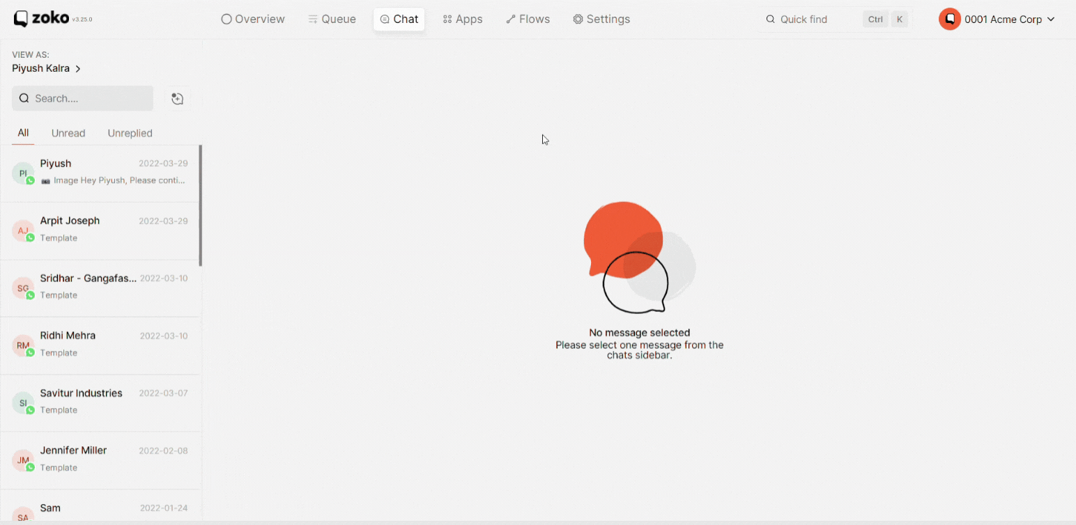 settings page