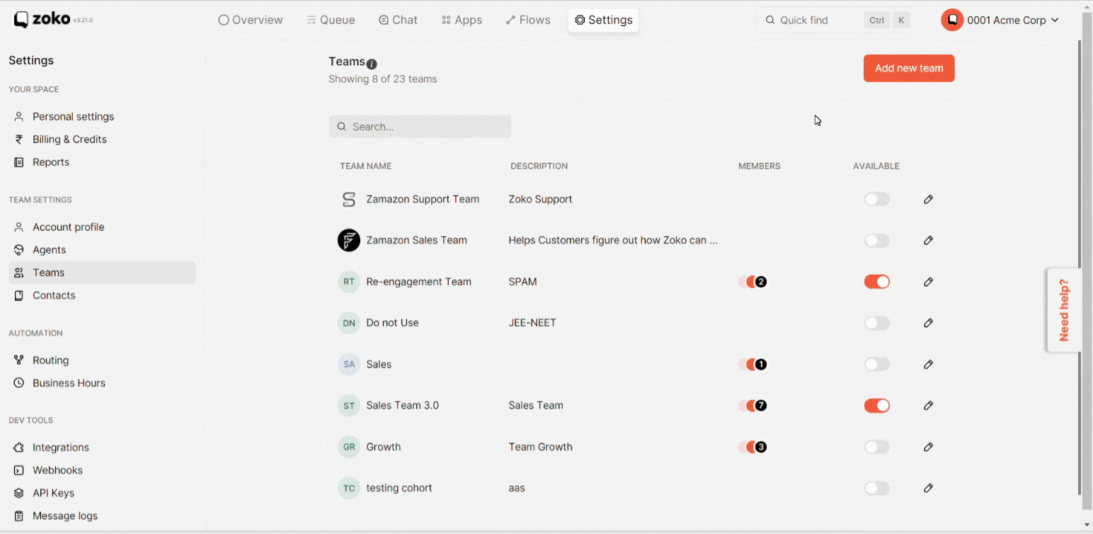 Add new team