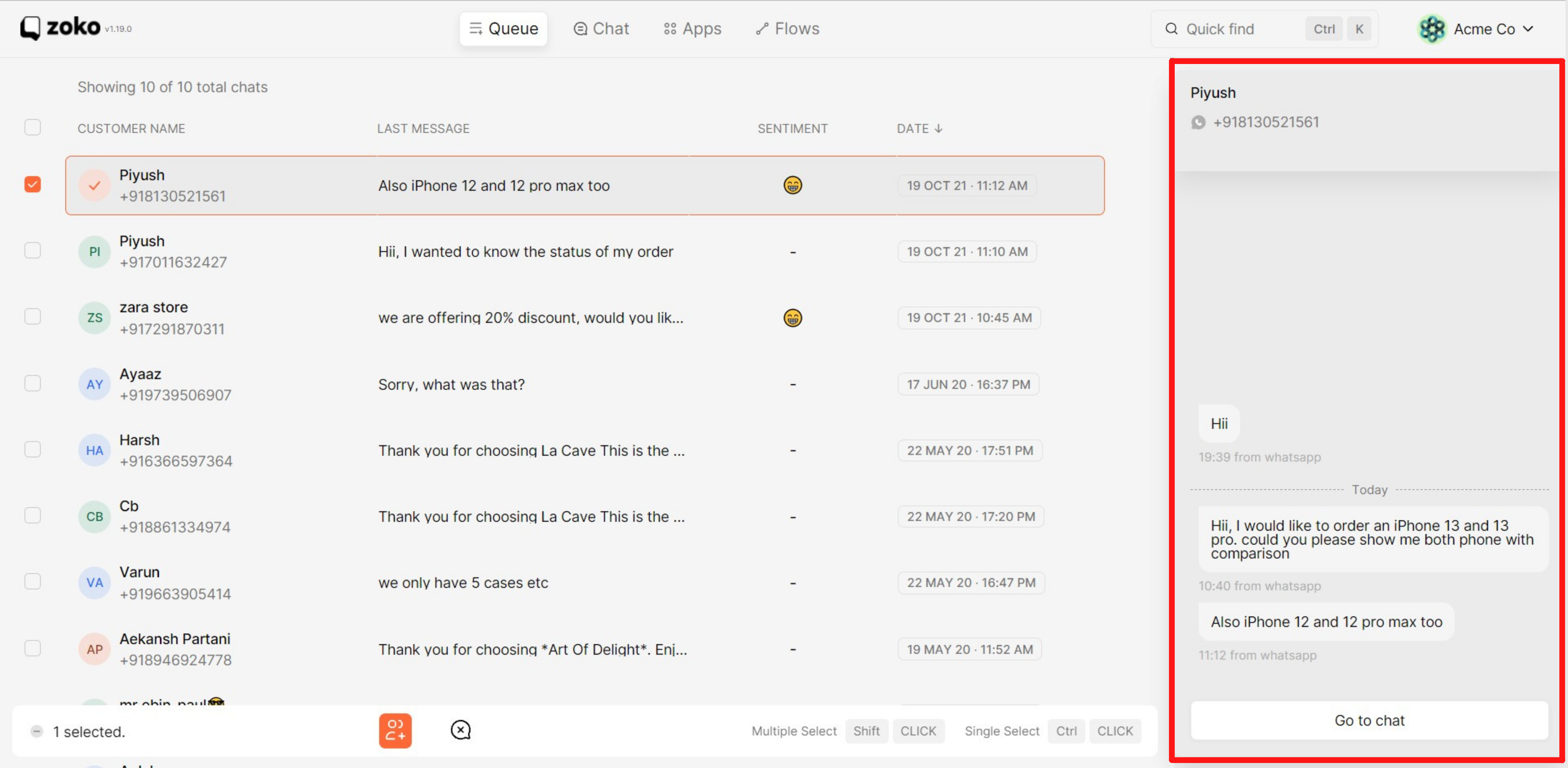 preview the chats