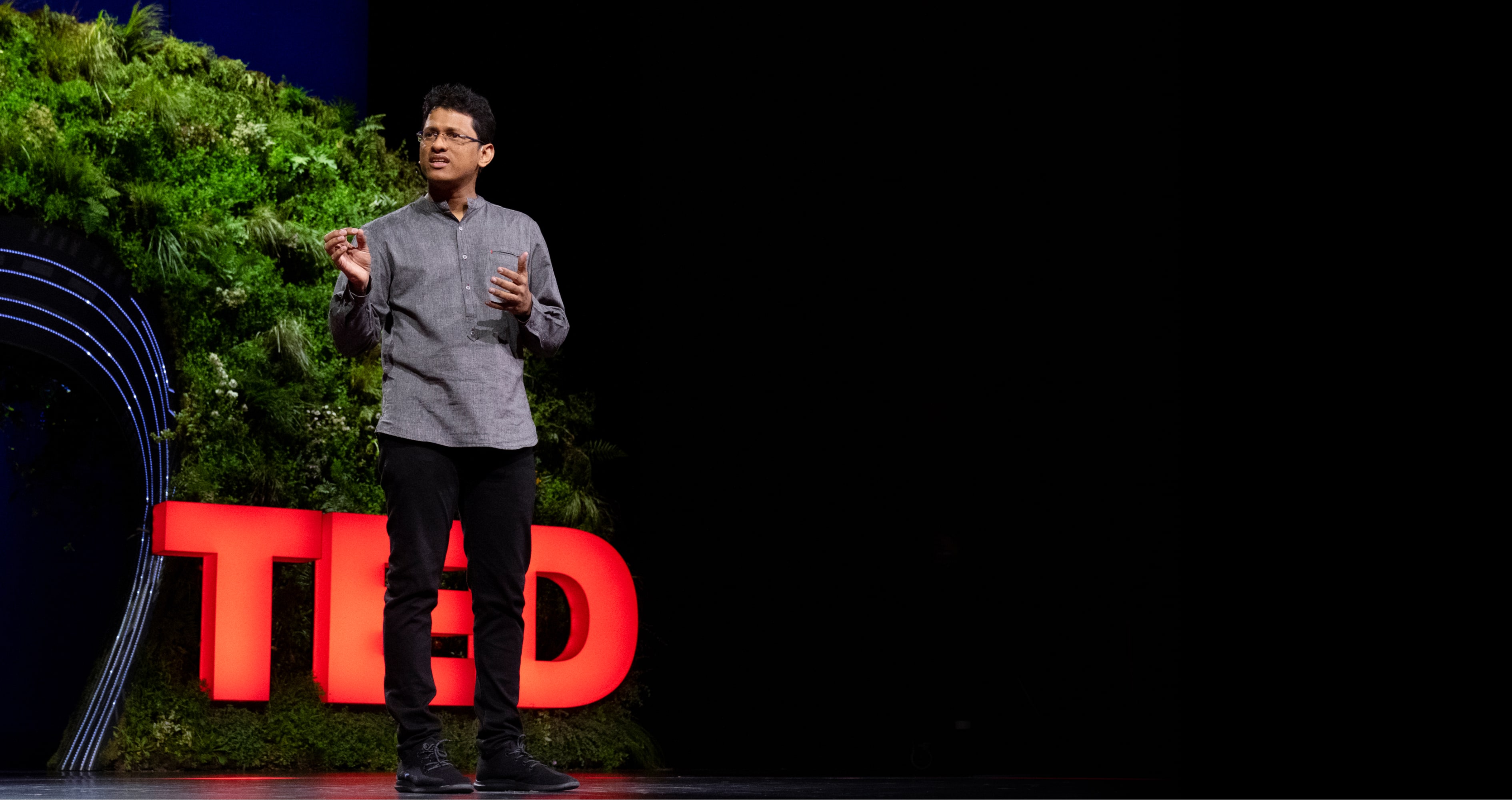 A man speaks at the TED Countdown Summit.
