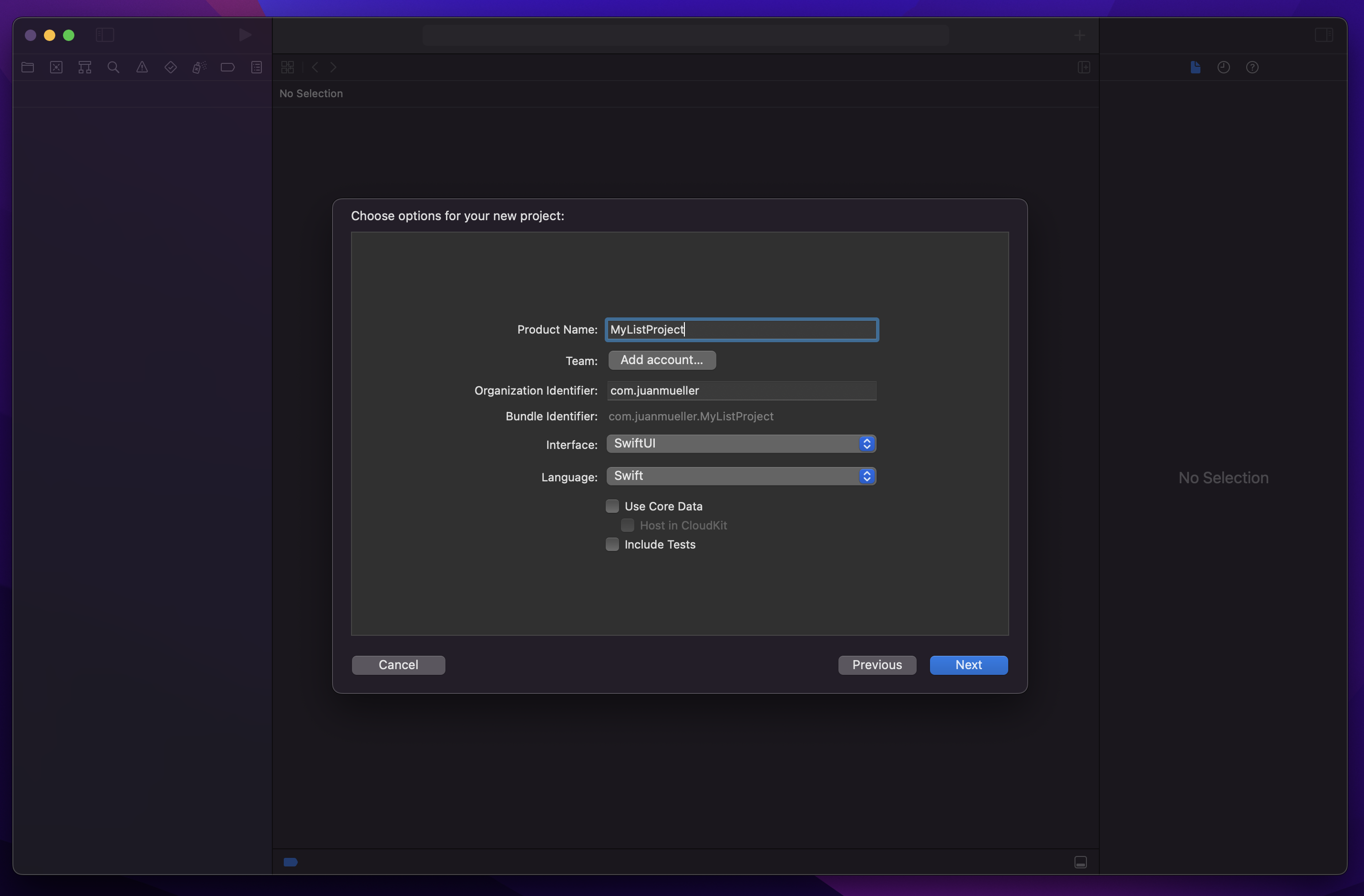 Screenshot of product name