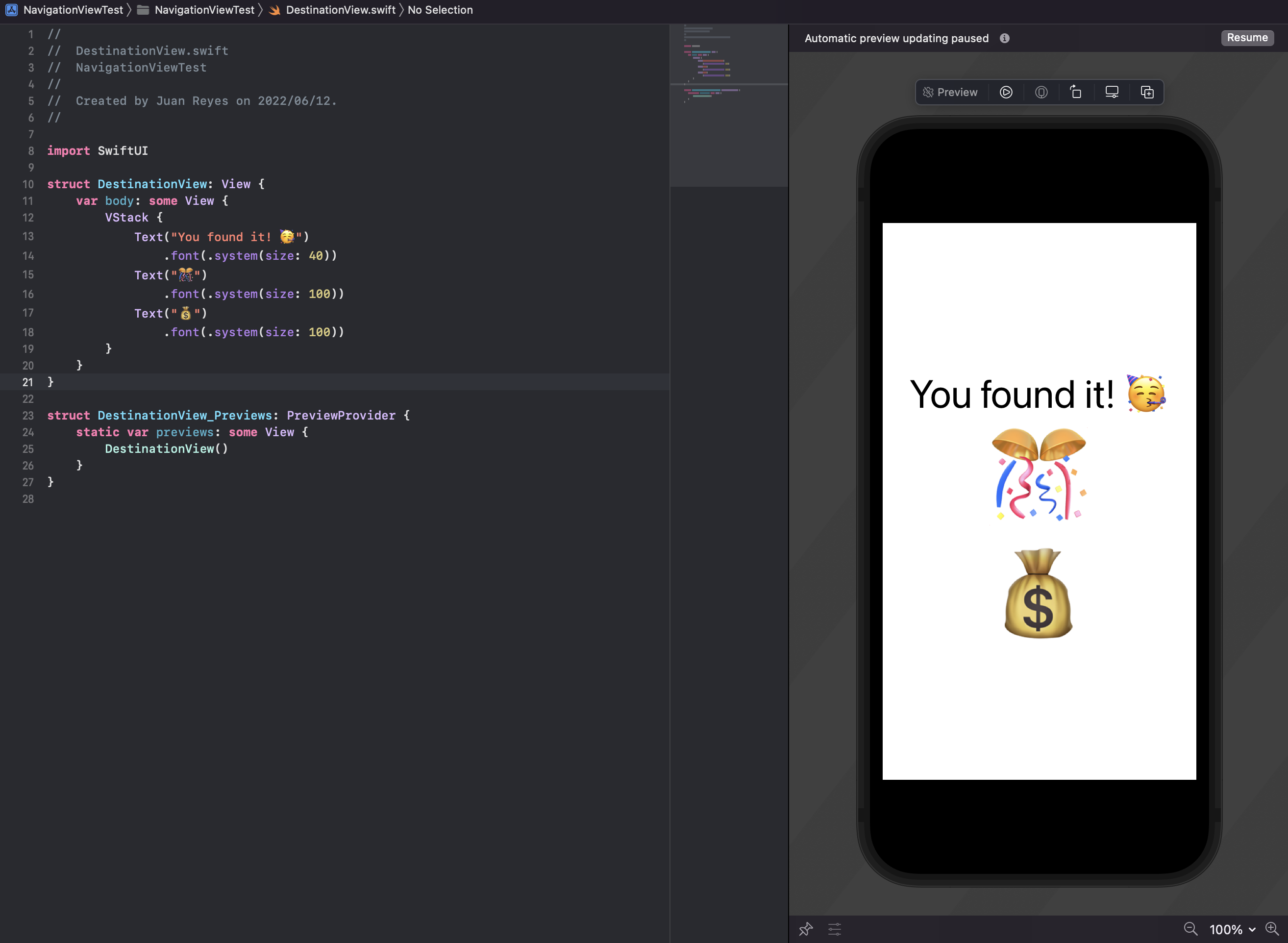screenshot of code and app preview