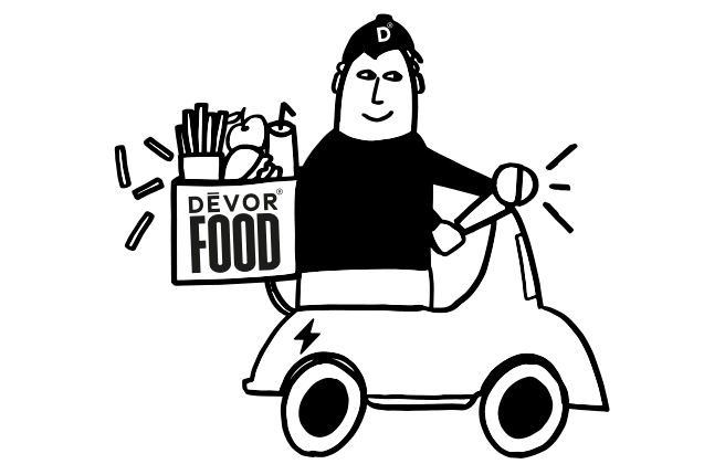 animation scooter delivery DĒVOR Restaurants in delivery and takeaway