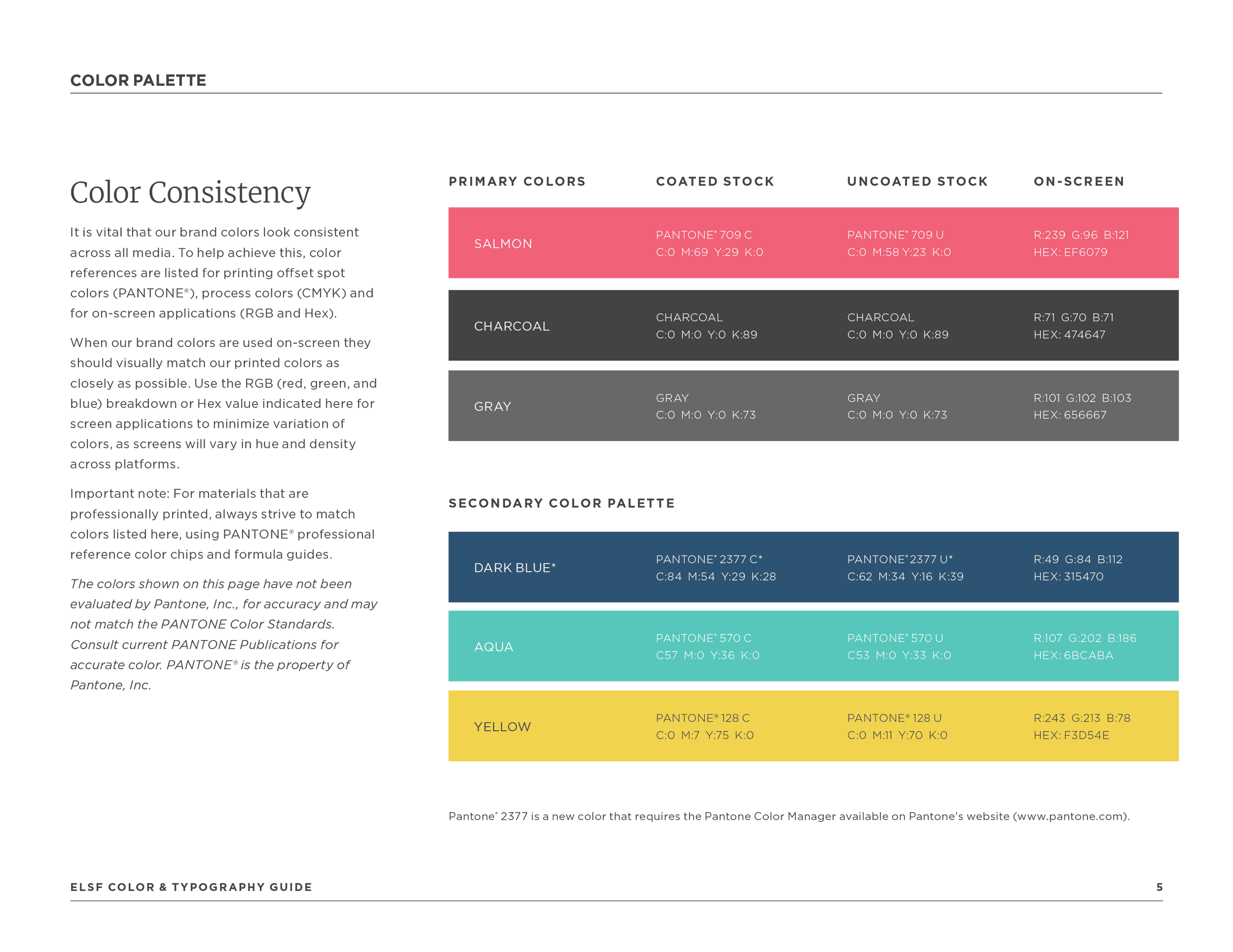ELSF Brand Guide interior page