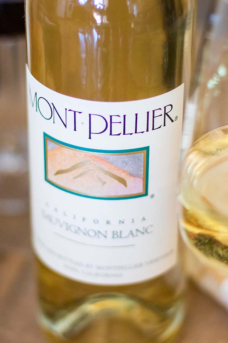 A close-up of Mont Pellier Sauvignon Blanc