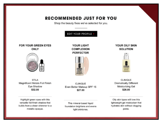 Email Marketing Dos & Donts - Clinique Product Recommendations