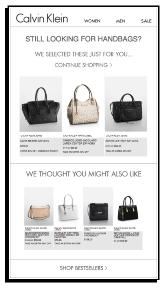 Email Personalization - Calvin Klein Product Recommendations