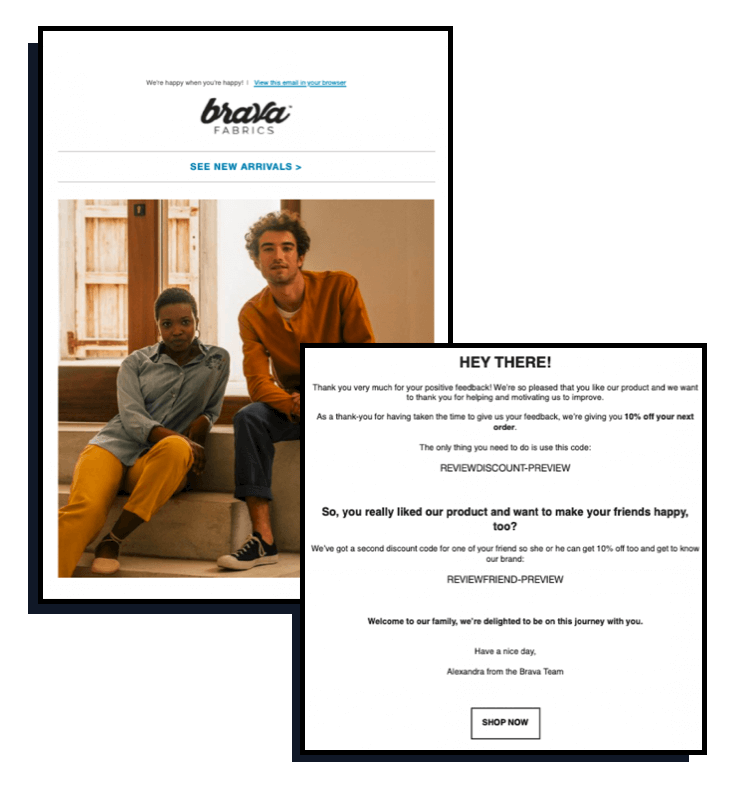 Email Personalization - Brava Fabrics Rewards Campaign