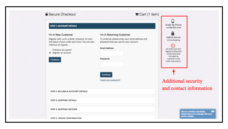 Ecommerce Customer Pain Point - Privacy & Security Information Showcase on Checkout