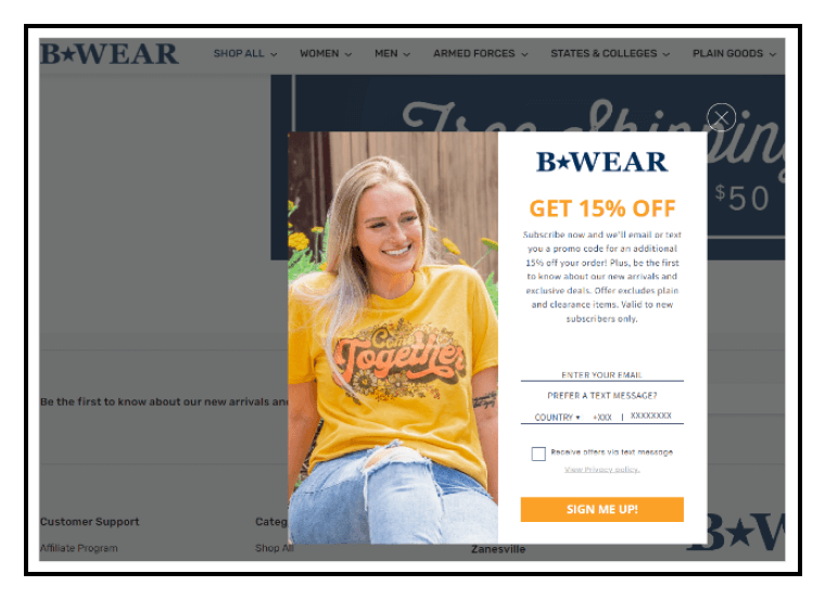 SMS marketing in 5 simple - Request phone numbers via pop-ups