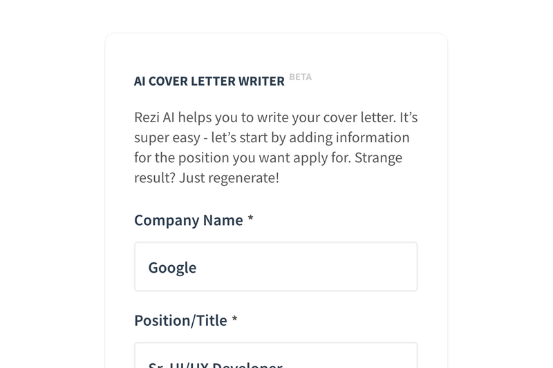 Free AI Cover Letter Generator Create a Winning Letter, Fast Rezi