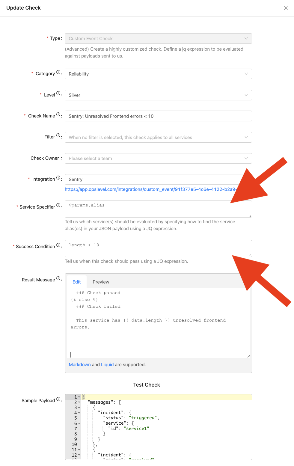 Adding result messages