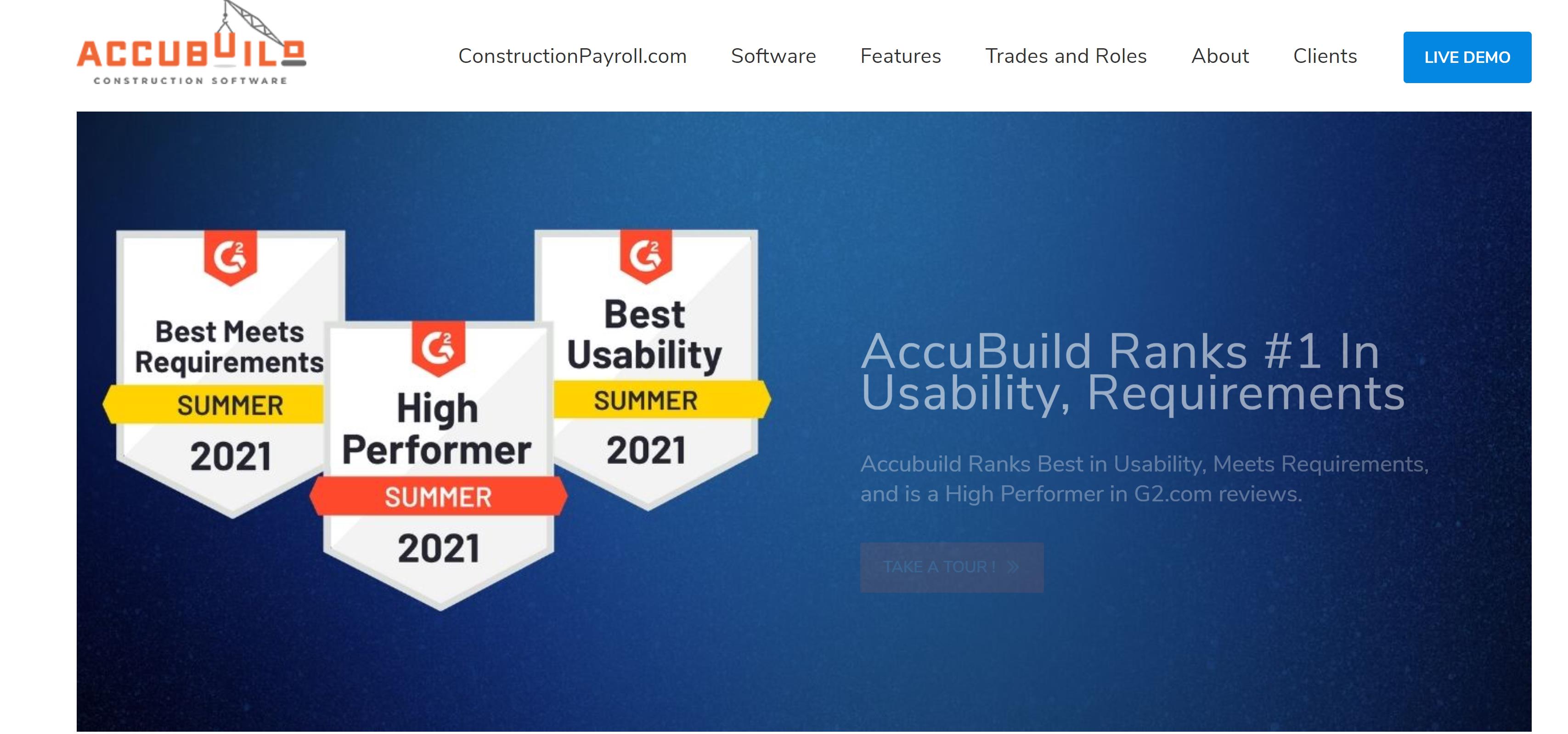 AccuBuild Home Page Screenshot