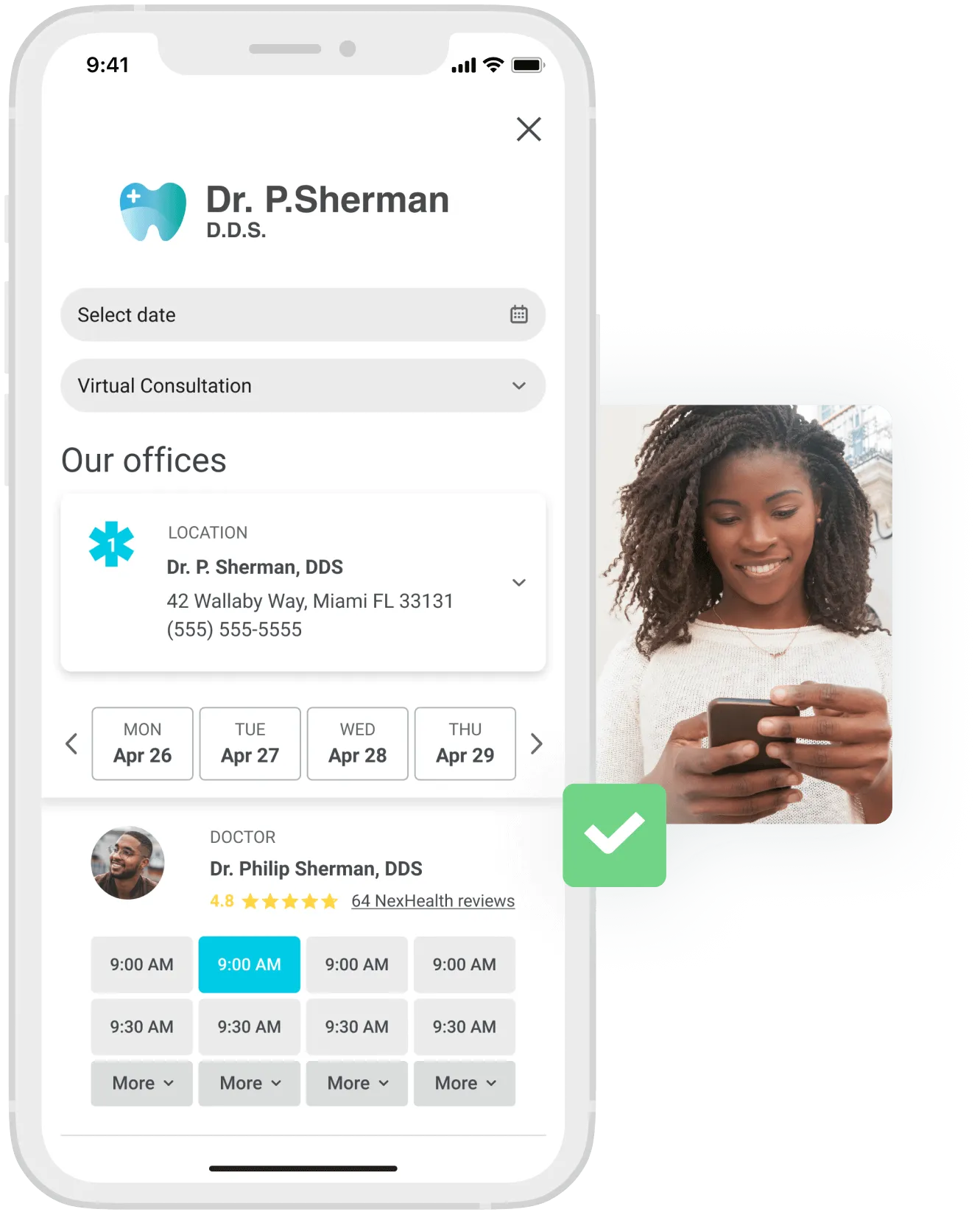 patient signing up for a doctors appointment