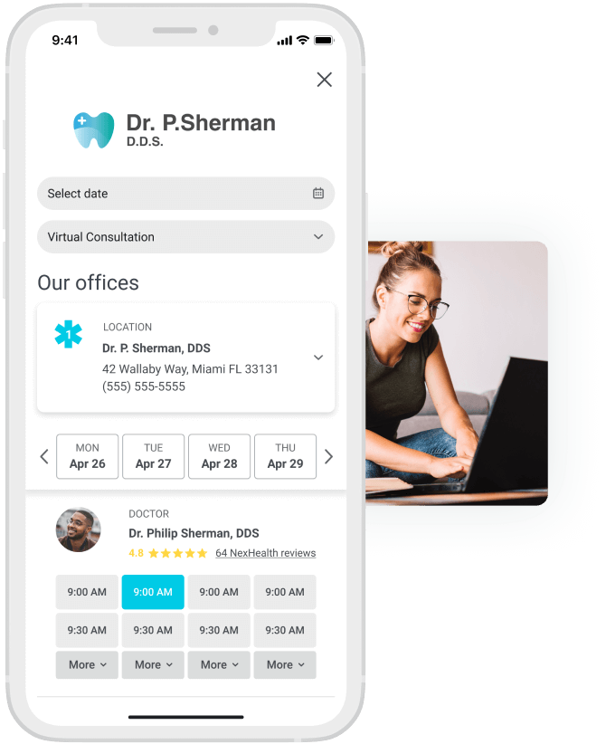 healthcare booking system with real time syncing mockup