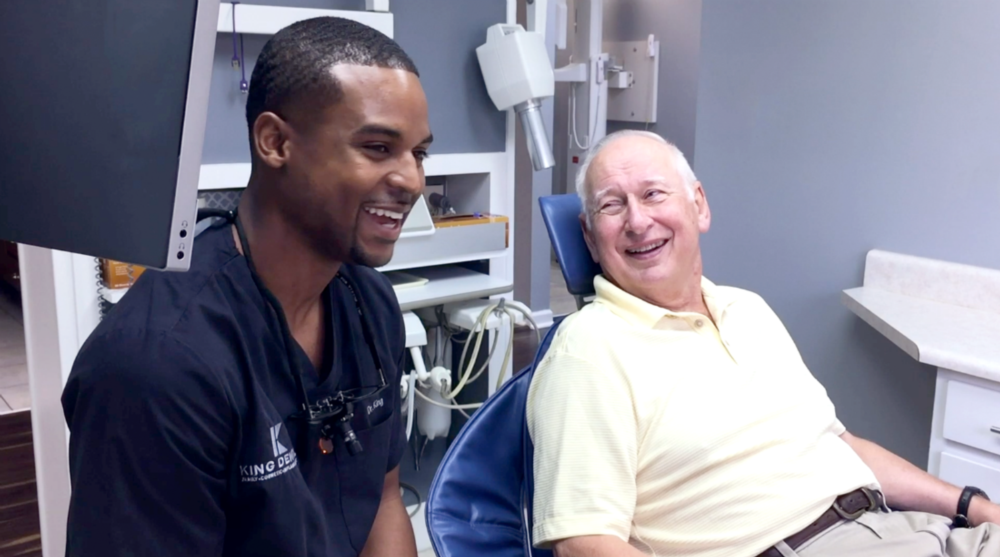 Dr. King with a patient getting dentures in Huntsville