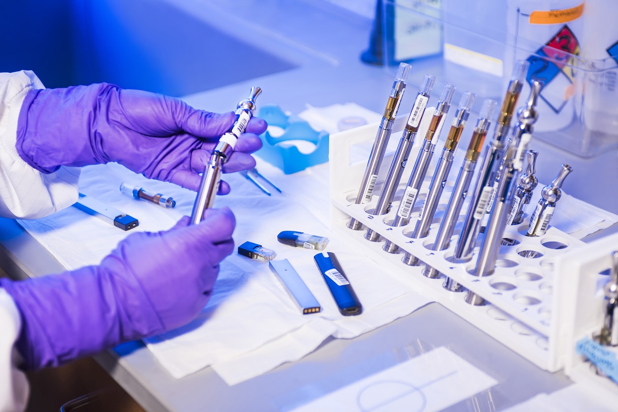 A scientist preparing the Cannibis testing tube.