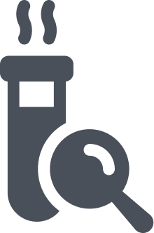 A testing cube icon in grey