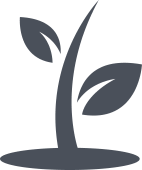 A tree growing icon in grey.