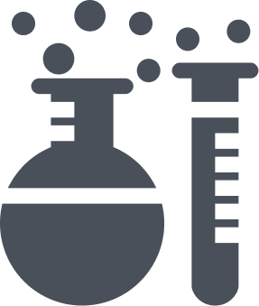 A florence flask and a test tube in grey.