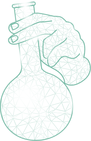 An illustration of a hand holding a flask