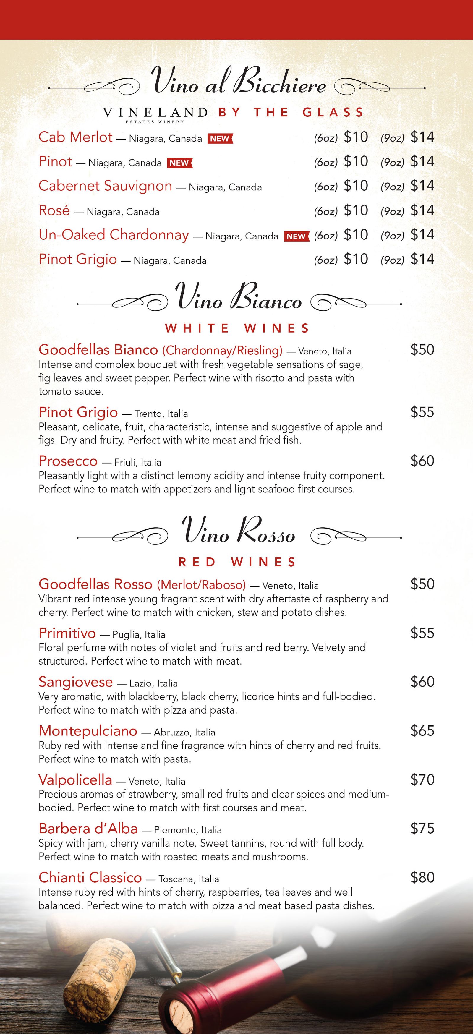 Goodfellas Wood Oven Pizza Menu