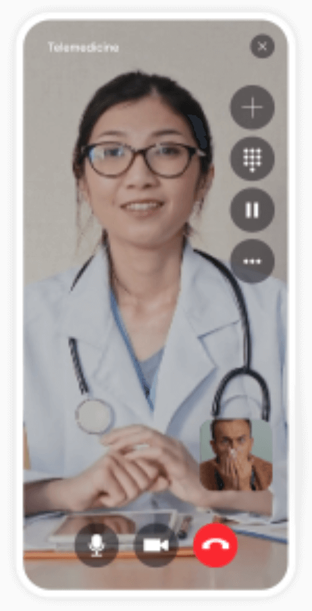 Doctor giving patient advice over a video call