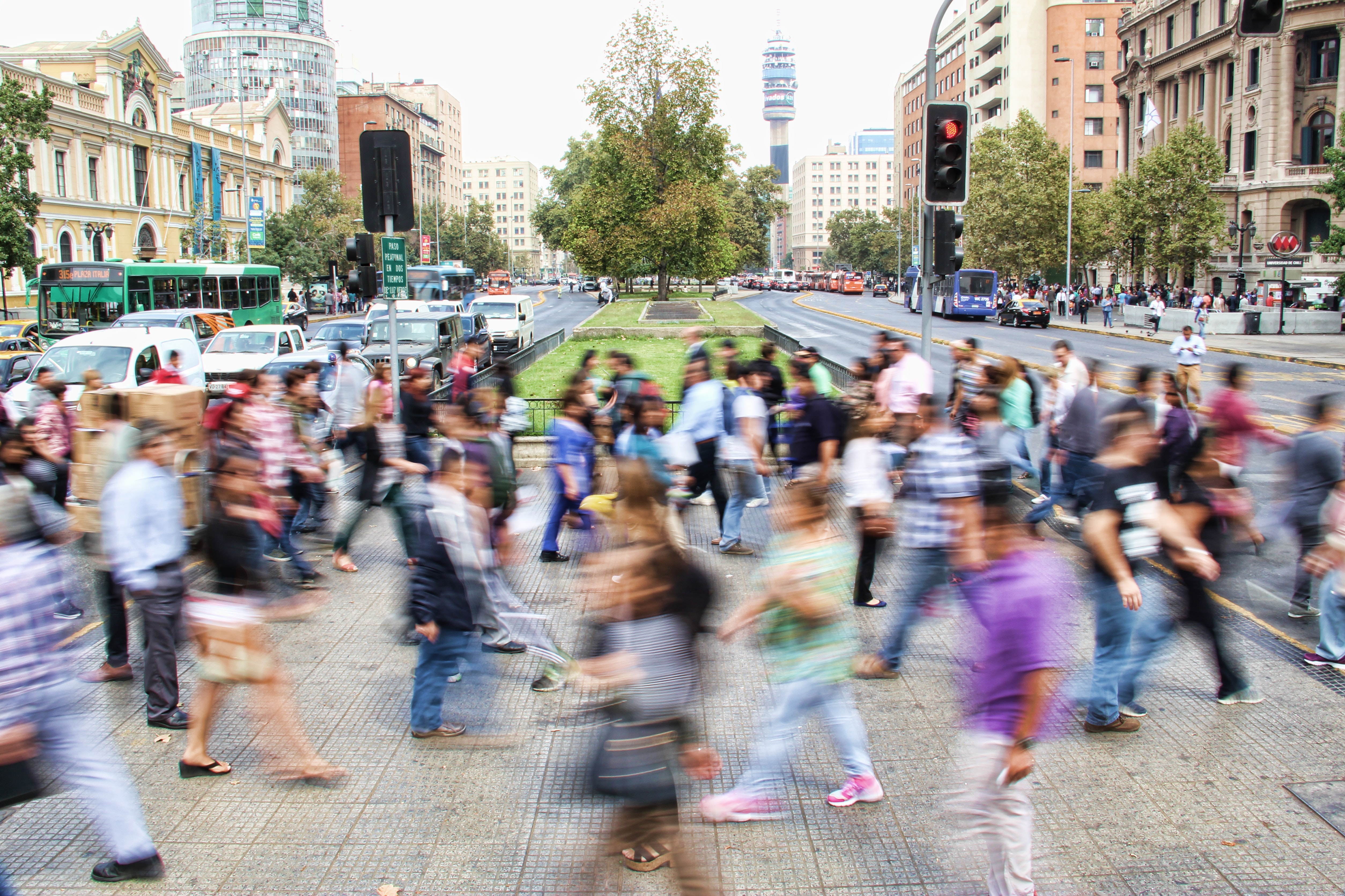 Image of street cluttered with moving people