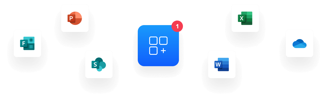 Mehrere Microsoft 365 App Icons.