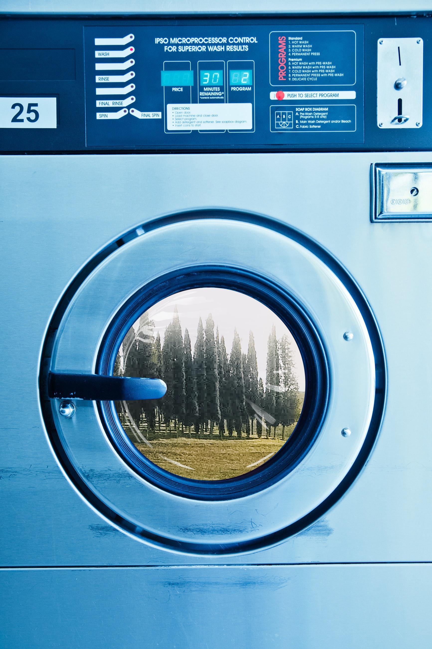 Laundry machine with a window to nature