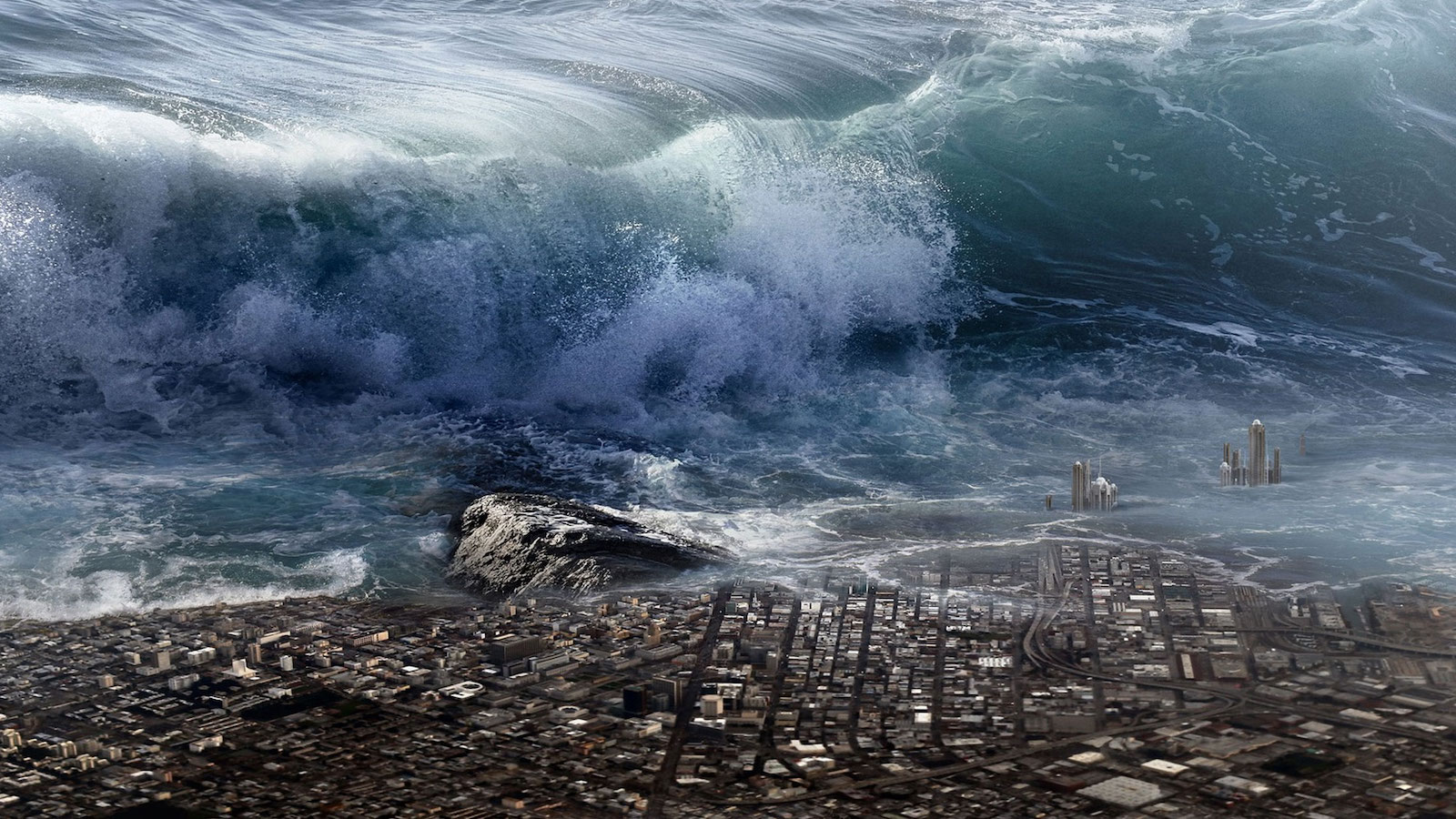 Tsunami in city